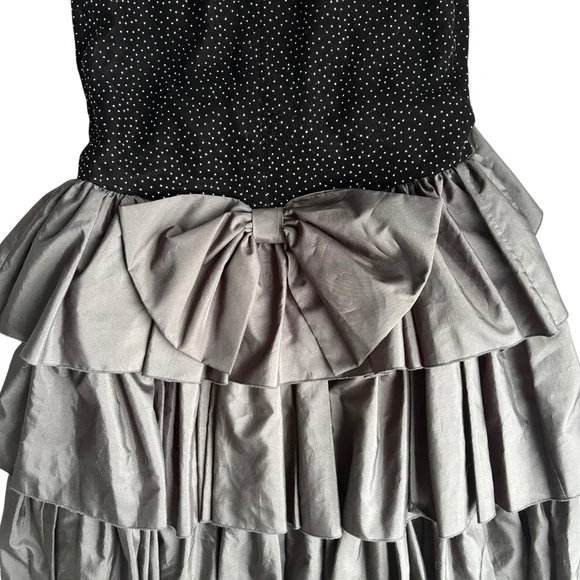 Vintage John Charles Velvet Polka Dot Mermaid Evening Gown Dress Cyprus SMALL - Picture 6 of 9